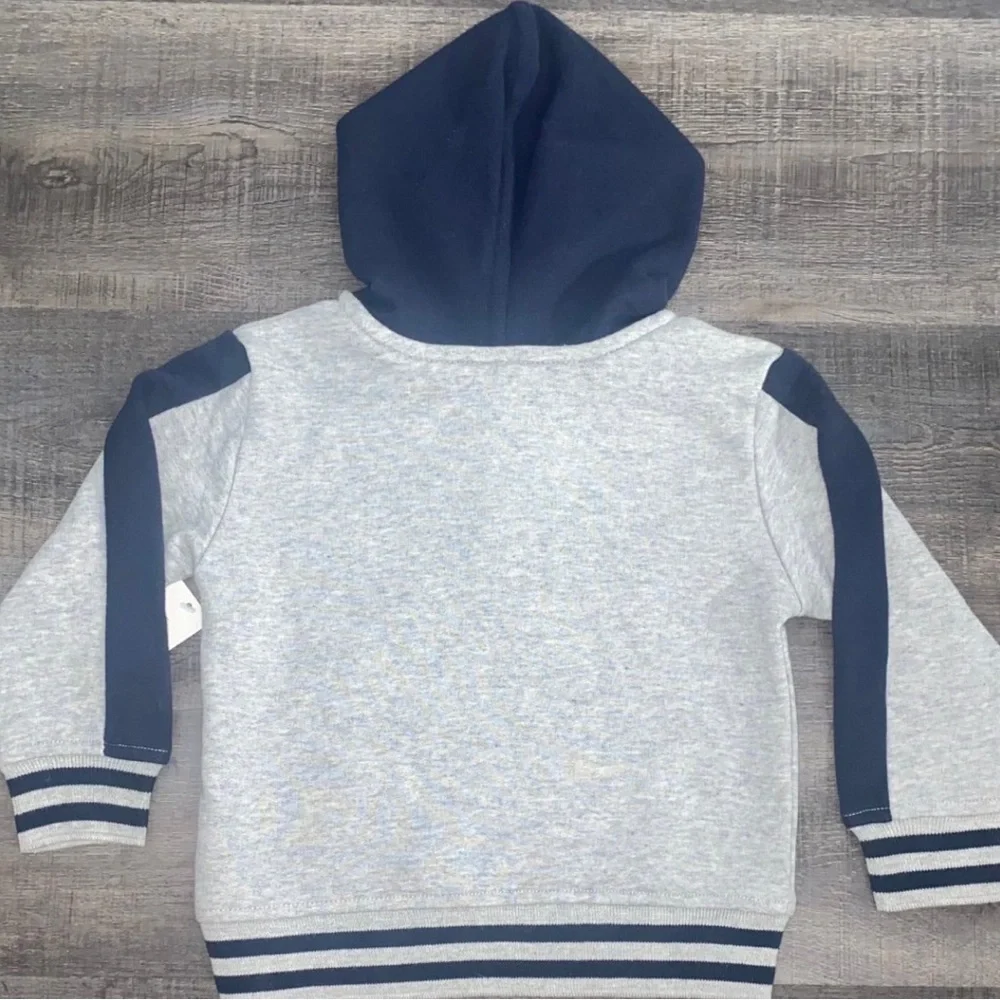 💞 New Baby & Toddler Boys 24 Months Grey & Blue Baseball Hoodie